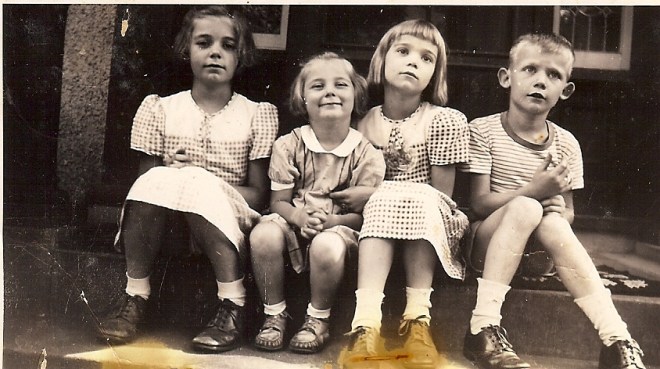 Sally Eklund (2nd from right), with her siblings, circa 1940