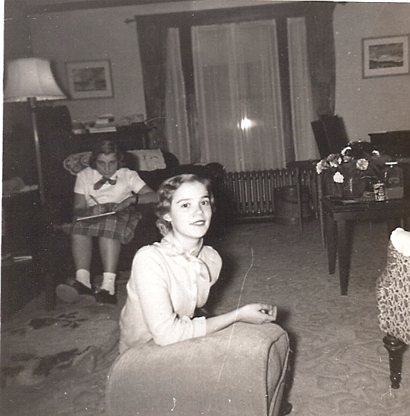 Sally Eklund (née West), with her sister, circa 1950