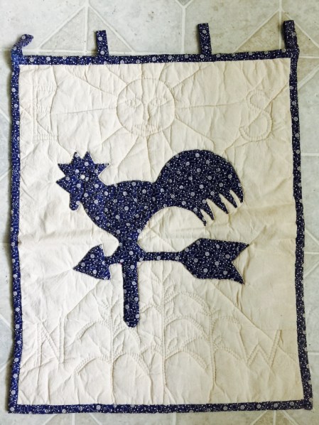rooster weather vane seat cover by Sally Eklund
