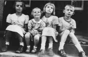 four West kids in the early 1940s: Nancy, Martha, Sally, and George