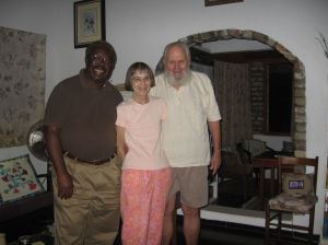 Sally, husband, and friend in 2013