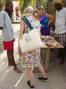 Sally shopping in St. Vincent in 2008