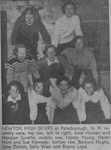 Sally West on ski trip to New Hampshire in 1954