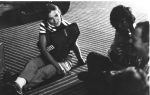 Sally with autoharp at Southeastern Massachusetts University in the 1980s
