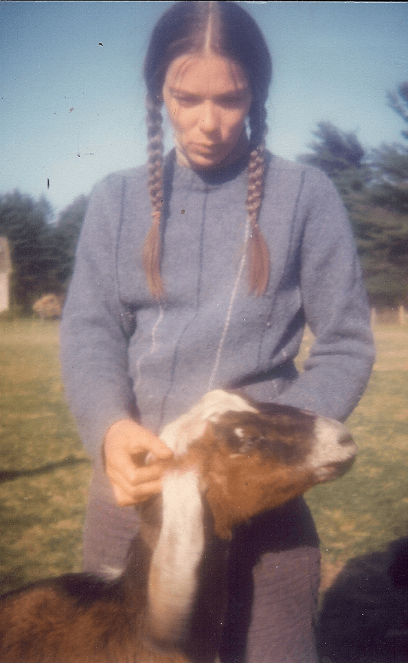 with goat on farm in Myricks in the 1980s or so