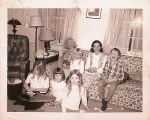 Sally with two oldest kids and companion of husband's youngerest brother and her daughters in the early 1970s