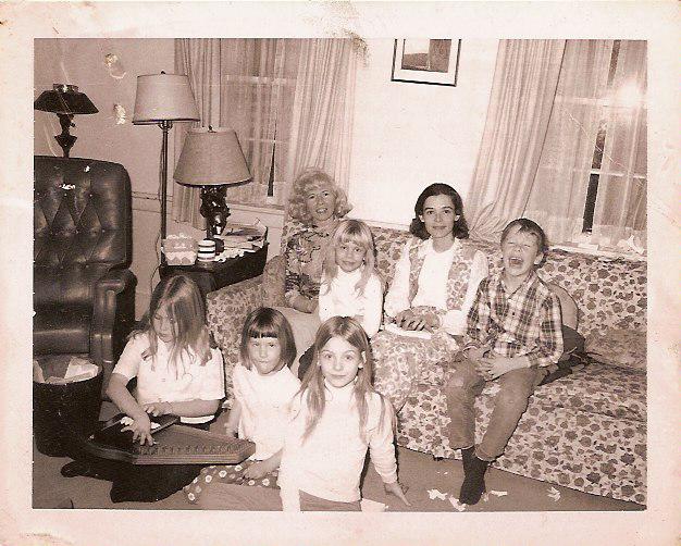 with two oldest kids and companion of husband's youngerest brother and her daughters in the early 1970s
