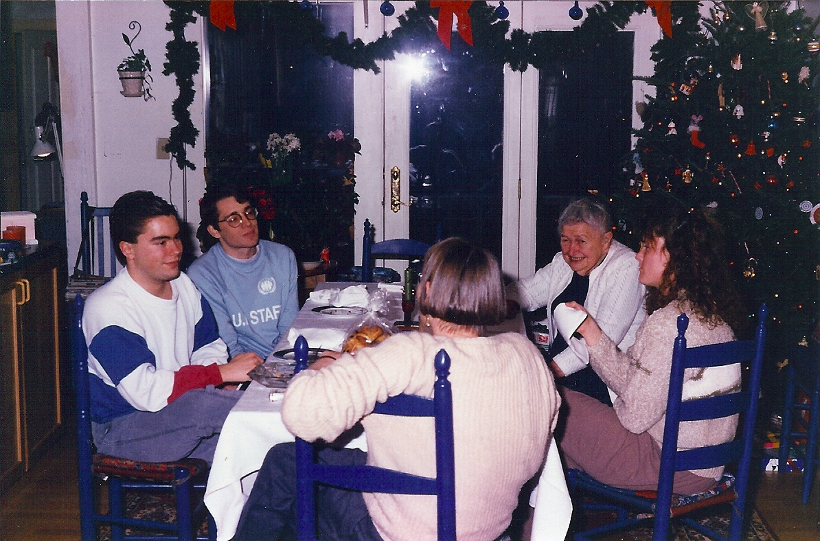 with three children and mother-in-law in the early 1990s