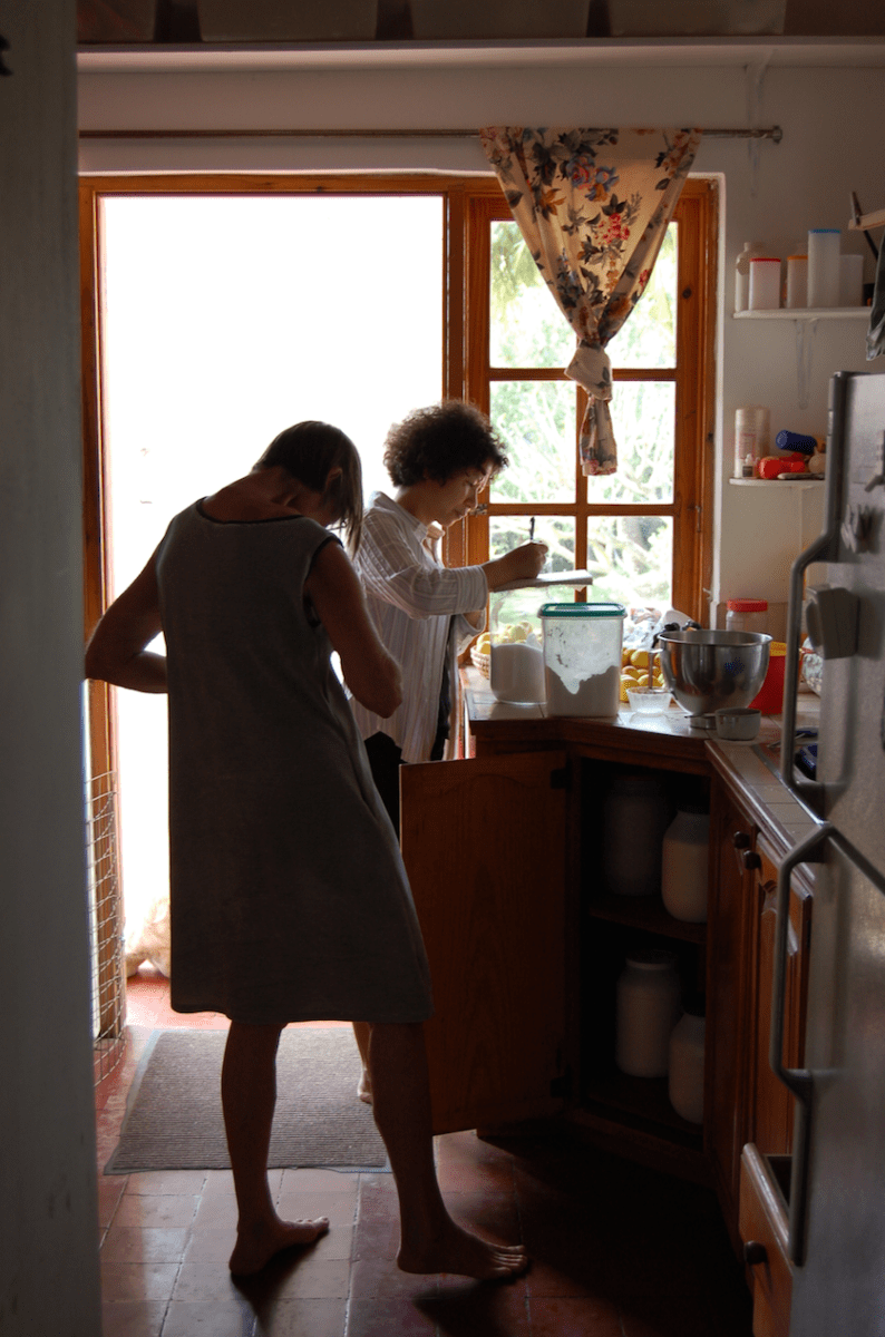 working in the kitchen in 2008